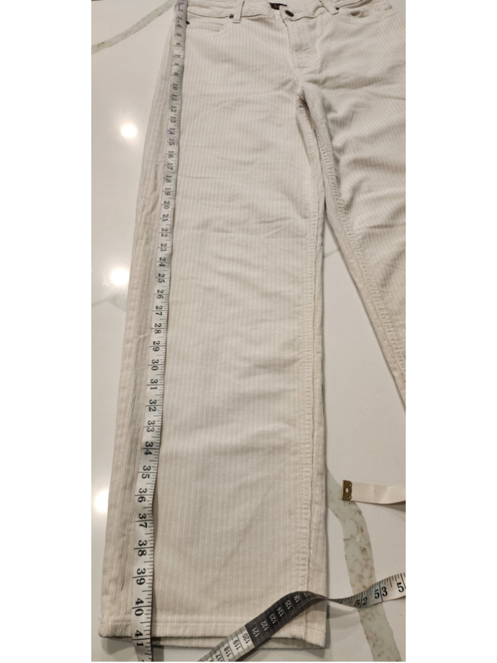 Lee Corduroy Pants Women's Size 30 Cream White Pinstripe Straight Leg 99% Cotton - Picture 7 of 12